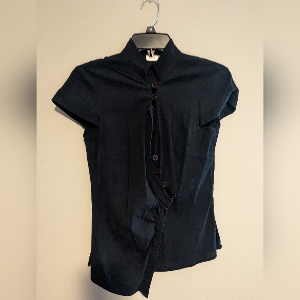 NEXT Navy Asymmetrical Blouse Size UK 12/US 10 Navy